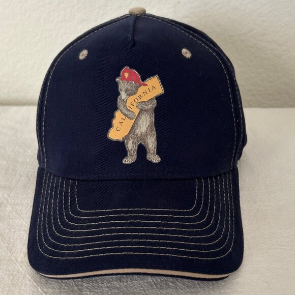Firefighter Bear Hug California Navy Trucker Baseball Hat Cap Adjustable - Picture 1 of 9